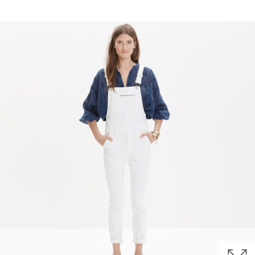 Madewell white denim overalls size XS